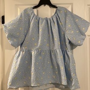 English Factory 2x Peplum Puff Sleeve Top